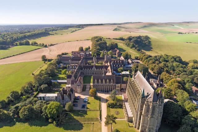 An aerial shot of Lancing College