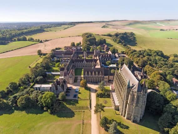 An aerial shot of Lancing College