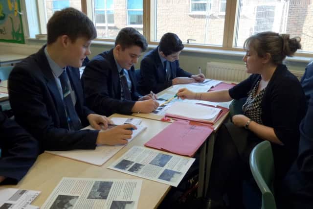 Vicky Lyons working with her GCSE class