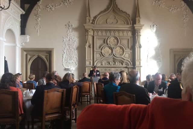 West Sussex Prayer Breakfast 2019 at Wiston House. Sir Jeremy Cooke addresses guests.