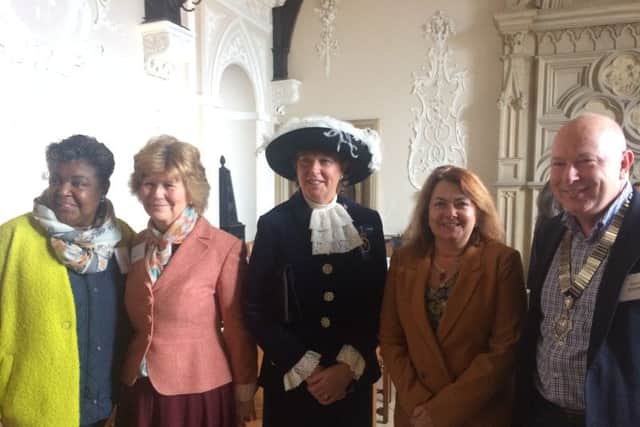 Debbie Kennard, West Sussex County Council cabinet member, Davina Irwin-Clark, High Sheriff of West Sussex Caroline Nicholls, Hilary Bartle, CEO of Stonepillow, Chris Coopey, president of the Worthing & Adur Chamber of Commerce. West Sussex Prayer Breakfast 2019