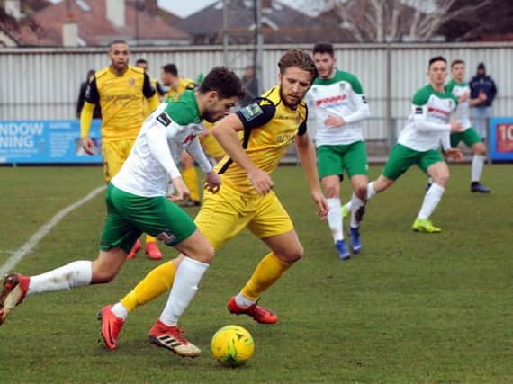 Harvey Whyte sets up a Rocks attack againat Hornchurch / Picture by Kate Shemilt