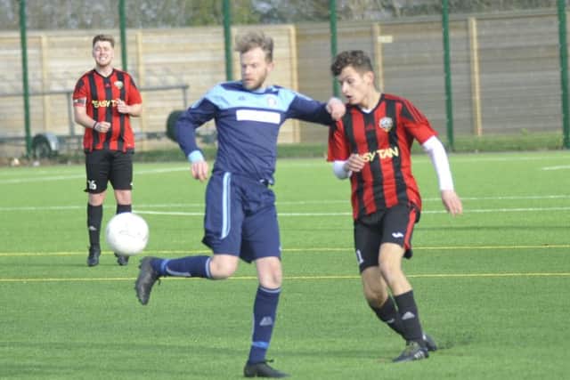 Action from the East Sussex Football League Division Three match between South Coast Athletico and Victoria Baptists
