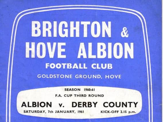 The front cover of the programme when Albion played  Derby in 1961