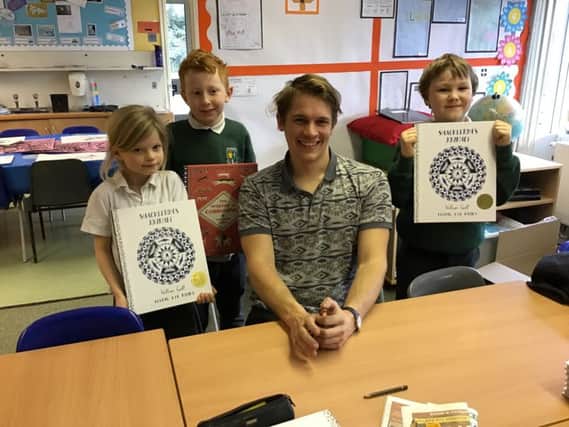 Pupils spent time with William learning to draw