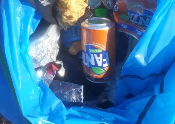 Litter items included drink cans, bottle tops, nylon rope and numerous small pieces of plastic SUS-181030-130837003