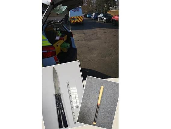 Pictures of the weapons seized from Adur and Worthing Police's tweet