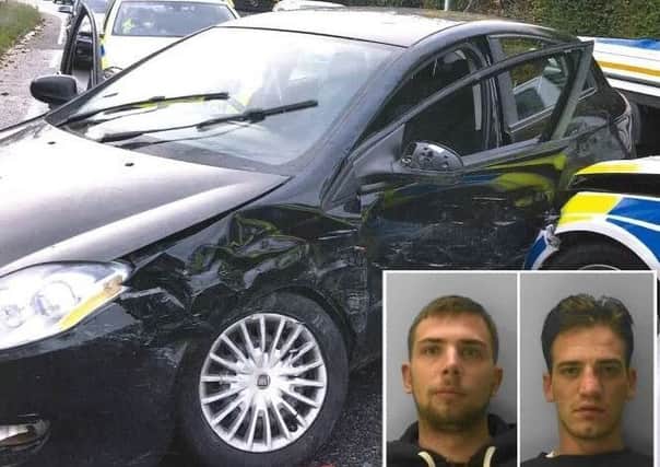 Two men have been jailed for robbing a terminally ill man of his car and leading police on a pursuit through Bexhill. Picture: Sussex Police