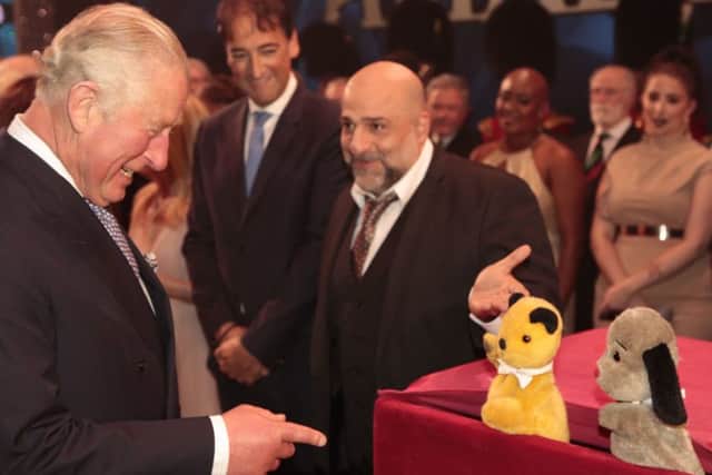 Sooty and Sweep with Omid Djalili and Prince Charles. Picture courtesy of KPPR