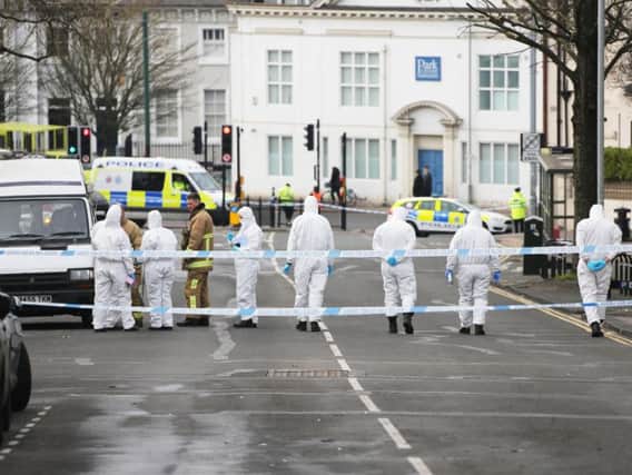 Forensics at the scene in Brighton today
