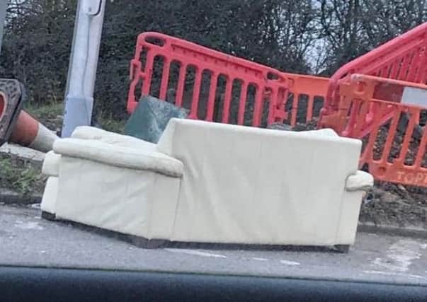 A sofa was dumped on Fishbourne roundabout at Chichester