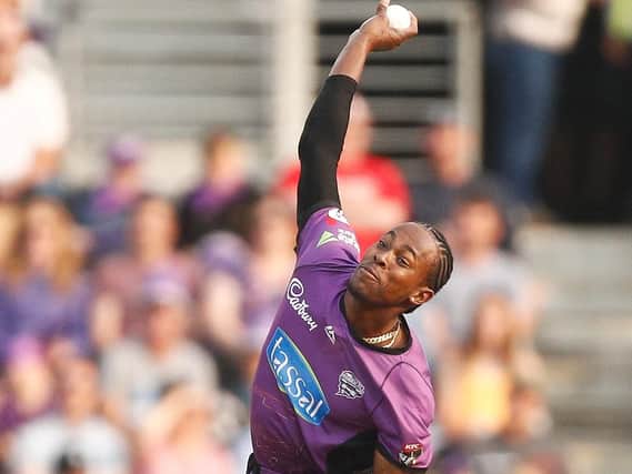 Jofra Archer in action for the Hobart Hurricanes / Picture by Getty Images