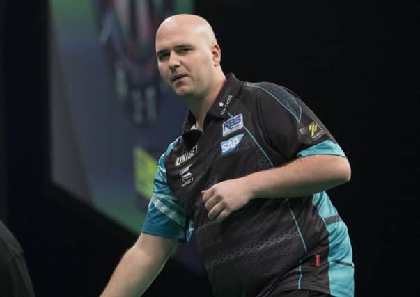 Rob Cross reached the semi-finals of Players Championship Four in Wigan yesterday. Picture courtesy Lawrence Lustig/PDC