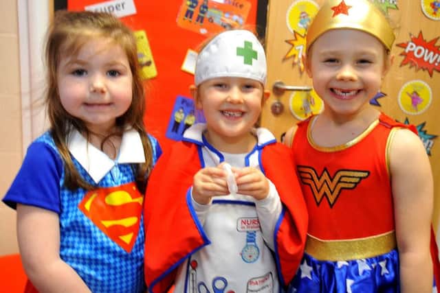 Our Lady Queen of Heaven primary school, Crawley. Year 1 Superhero Day. SR1903351. Pic Steve Robards SUS-190902-110140001