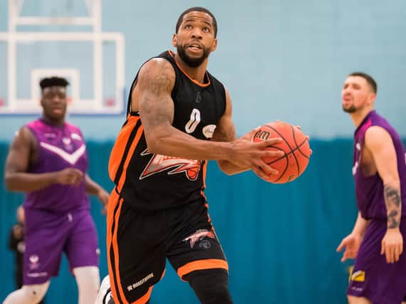 Jorge Ebanks led the scoring with 24 points as Worthing Thunder toppled title rivals Team Solent Kestrels. Picture: Kyle Hemsley