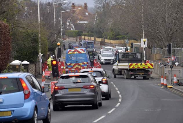 Roadworks/Temporary traffic lights in Kings Drive, Eastbourne (Photo by Jon Rigby)