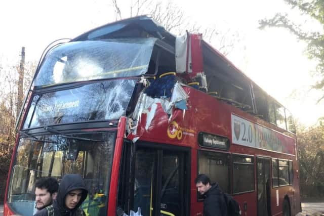 The damaged bus (Credit: @TommyRaiss)