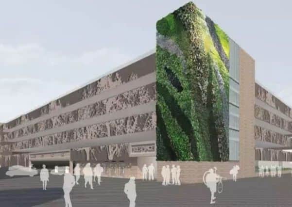 Amended plans for proposed Piries Place Car Park showing 'living wall' (photo from HDC's planning portal). SUS-180820-182434001