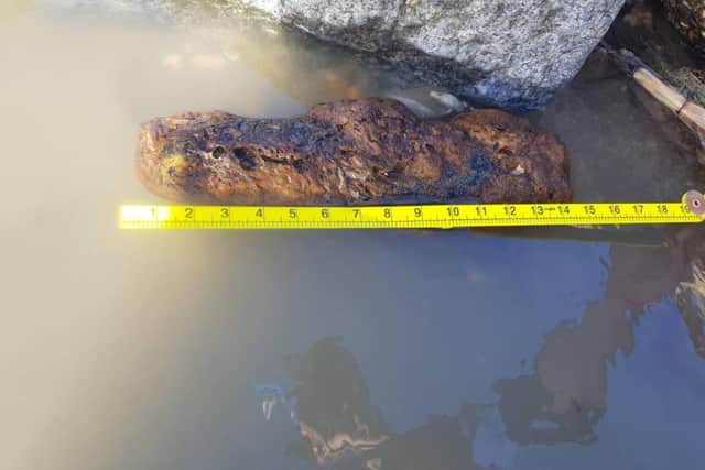 Ordnance found on Medmerry Beach. Picture courtesy of Selsey Coastguard Rescue Team