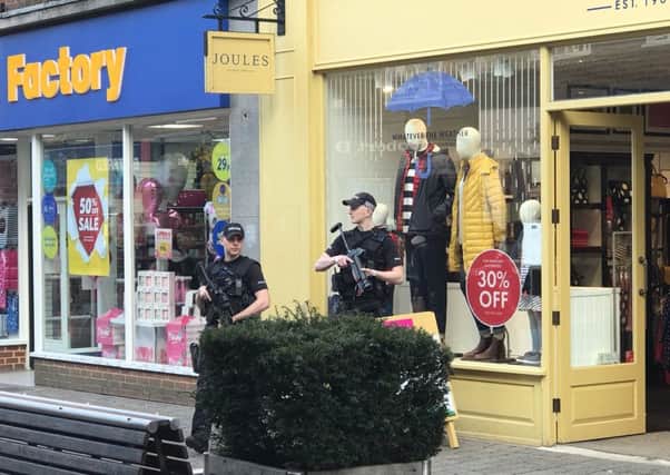 Armed officers in Horsham town centre