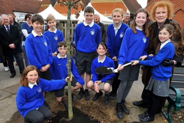 St Lawrence C Of E Primary School is celebrating its 150th birthday with a tree planing by actor Judy Parfitt.  Pic Steve Robards. SR1906417 SUS-190803-164511001