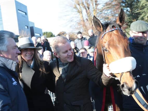 Jeremy Kyle, Paul Nicholls and other connections at Fontwell aftter Old Guard's 2018 National Spirit win