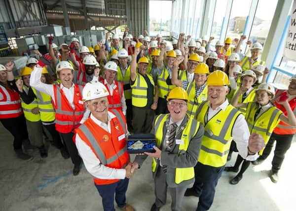 Topping out ceremony of new Littlehampton Leisure Centre last year, which is due to open later in 2019