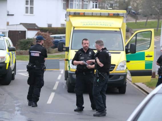 Paramedics at the scene of the incident in Hove