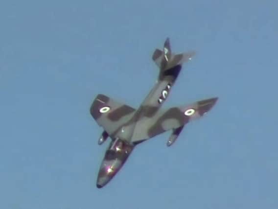 The Hawker Hunter during the failed loop that ended in tragedy. Picture: Police/CPS
