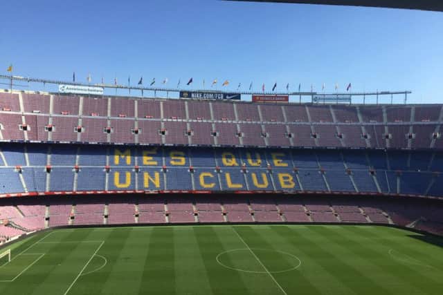 Students took in Barcelona's Camp Nou Stadium during the tour