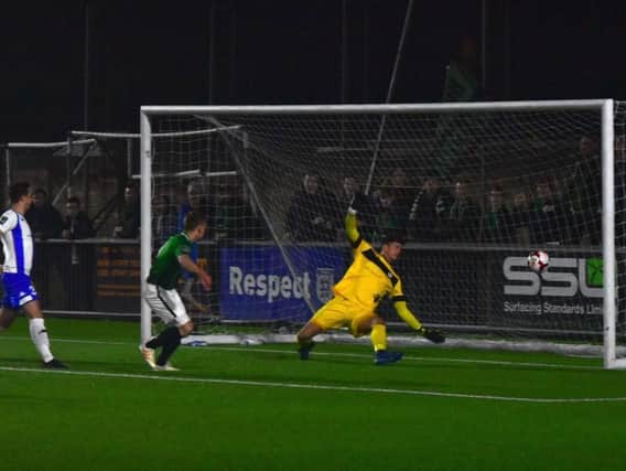 Pat Harding opens the scoring. Picture by Chris Neal