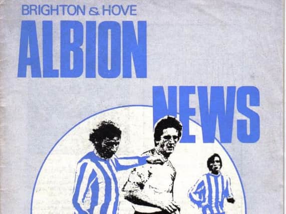 The front cover of the programme when Albion played  Huddersfield in 1973