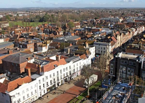 DM1822213a.jpg. View from the roof of Chichester Catherdral. Photo by Derek Martin Photography. SUS-180216-171401008