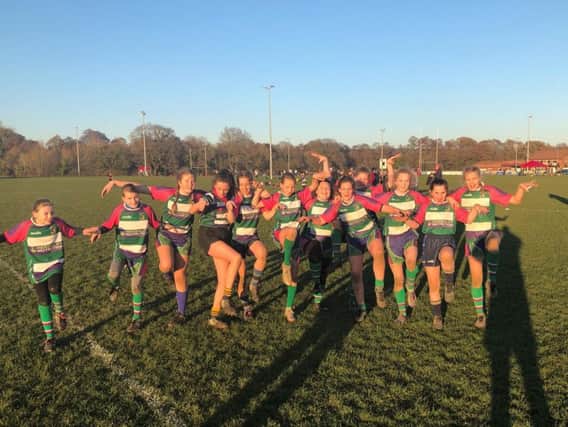 Bognor's rugby girls do their flamingo dance