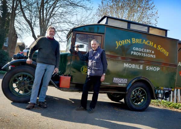 Peter Russell and Tony Brooks pictured with the restored vintage delivery van in Robertsbridge