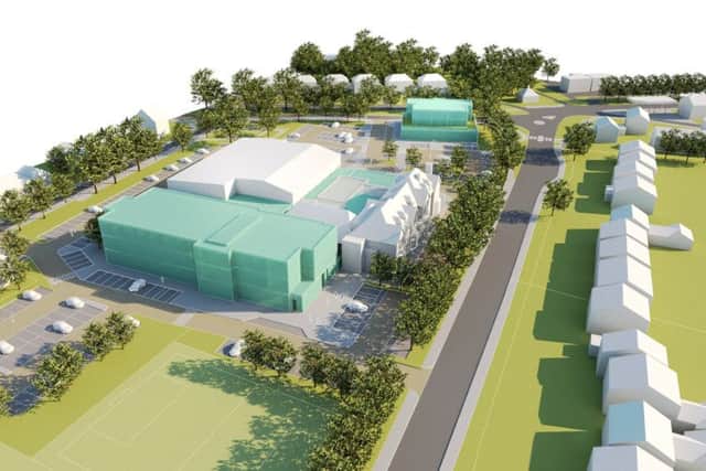 An aerial visualisation of the Downs Leisure Centre scheme