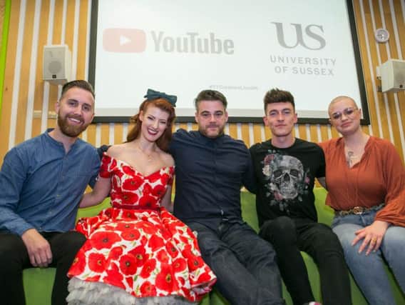Youtubers spoke to students at the University of Sussex