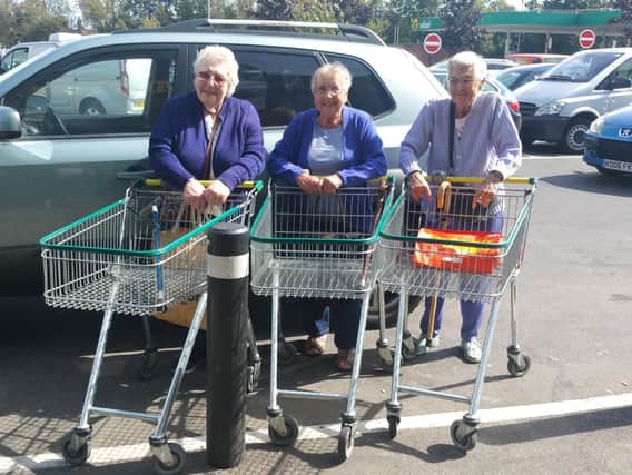 (Left to right) June, Marget and Peggy relied on ACCT and are still transported by volunteer drivers in their own time SUS-181109-132319001