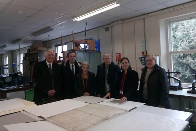 A tour of West Sussex Records Office, viewing the rare Sussex copy of the American Declaration of Independence.