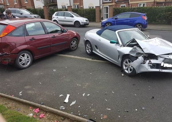 The two car collision happened at approximately 10.40am on Monday