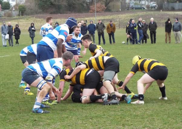 Forwards in conflict during Hastings & Bexhill Rugby Club's victory at home to Bromley. Picture courtesy Peter Knight