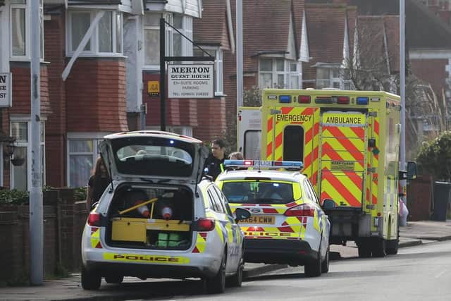 The scene of the accident in Broadwater Road, Worthing