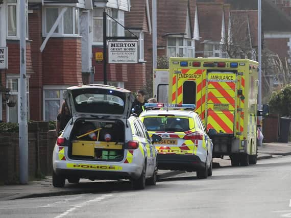 The scene of the accident in Broadwater Road, Worthing