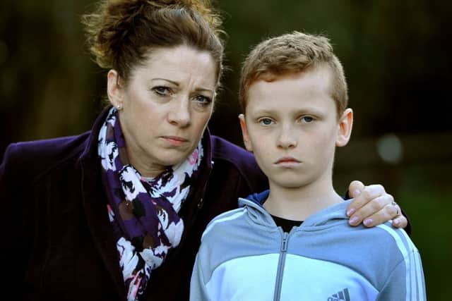 Claire Thorne with son Ellis, 10
