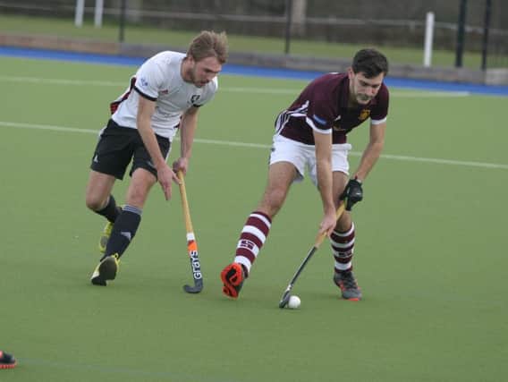 Chas Richardson (left) in action for Horsham in their 3-2 win over Guildford on Saturday. All pictures by Clive Turner