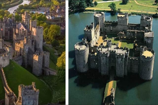 Fortunately not all of our countys old fortifications have disappeared. Here we feature views of two jewels in the crown of Sussex castles  Arundel (left) and moated Bodiam (right). SUS-190503-171129001