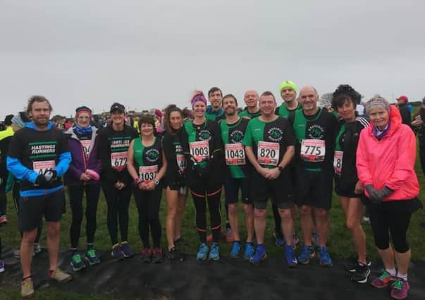 The Hastings Runners contingent at the Eastbourne Half Marathon on Sunday
