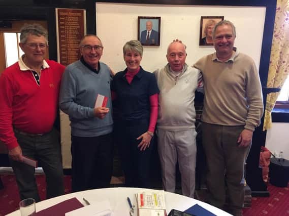 Mike Wadley, Richard Hedge, Trevor Till and Bill Cronin with Heather Tidy at Bognor GC