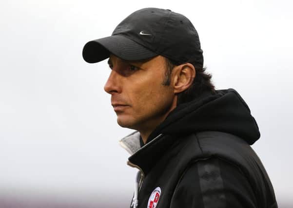 NORTHAMPTON, ENGLAND - FEBRUARY 16: Crawley Town head coach Gabriele Cioffi looks on during the Sky Bet League Two match between Northampton Town and Crawley Town at PTS Academy Stadium on February 16, 2019 in Northampton, United Kingdom. (Photo by Pete Norton/Getty Images) SUS-190221-085217001
