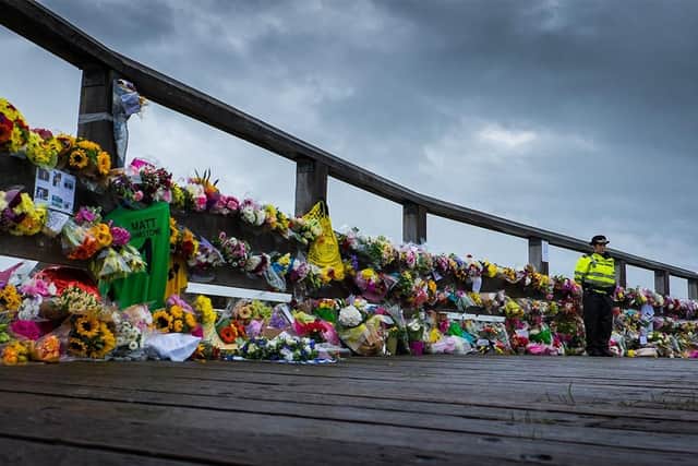 Flowers were laid in tribute at Shoreham Tollbridge